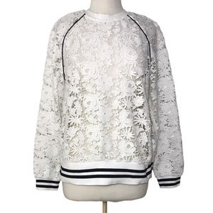 Anthropologie Maeve White Lace Sweater